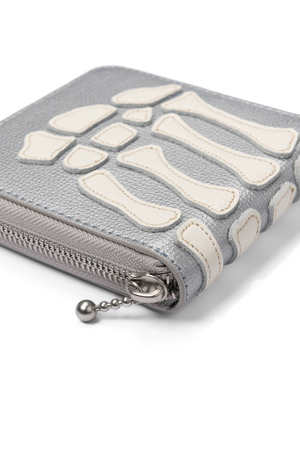Kapital - Thumb-Up Bone Band Zip Wallet - Silver