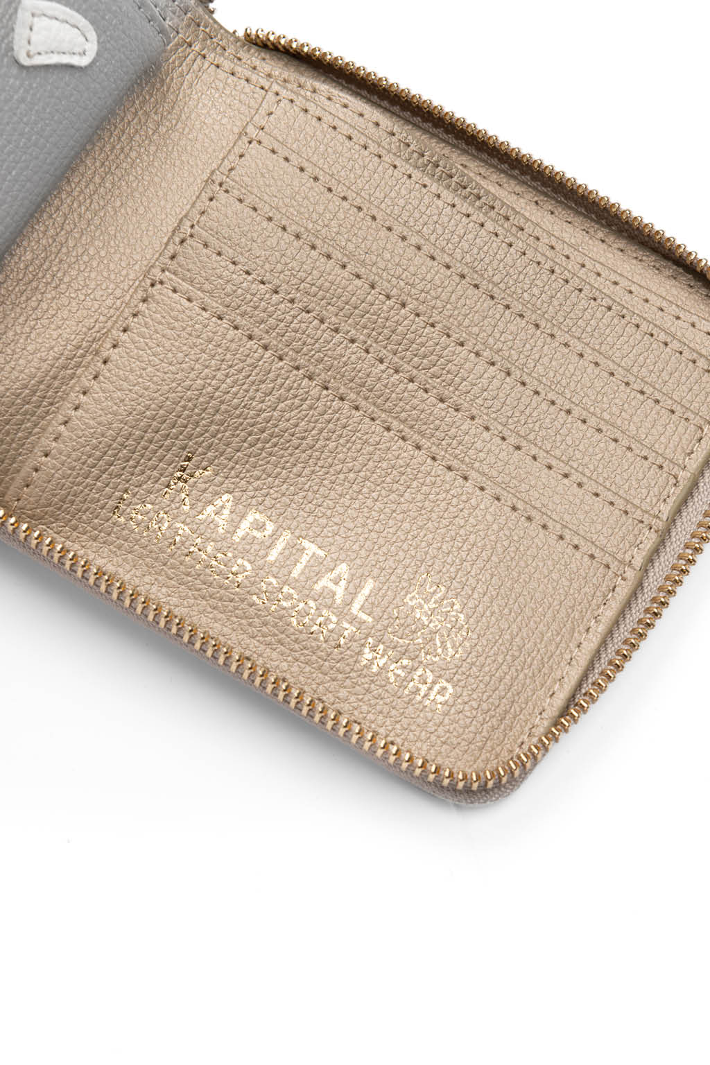 Kapital - Thumb-Up Bone Band Zip Wallet - Taup Gold