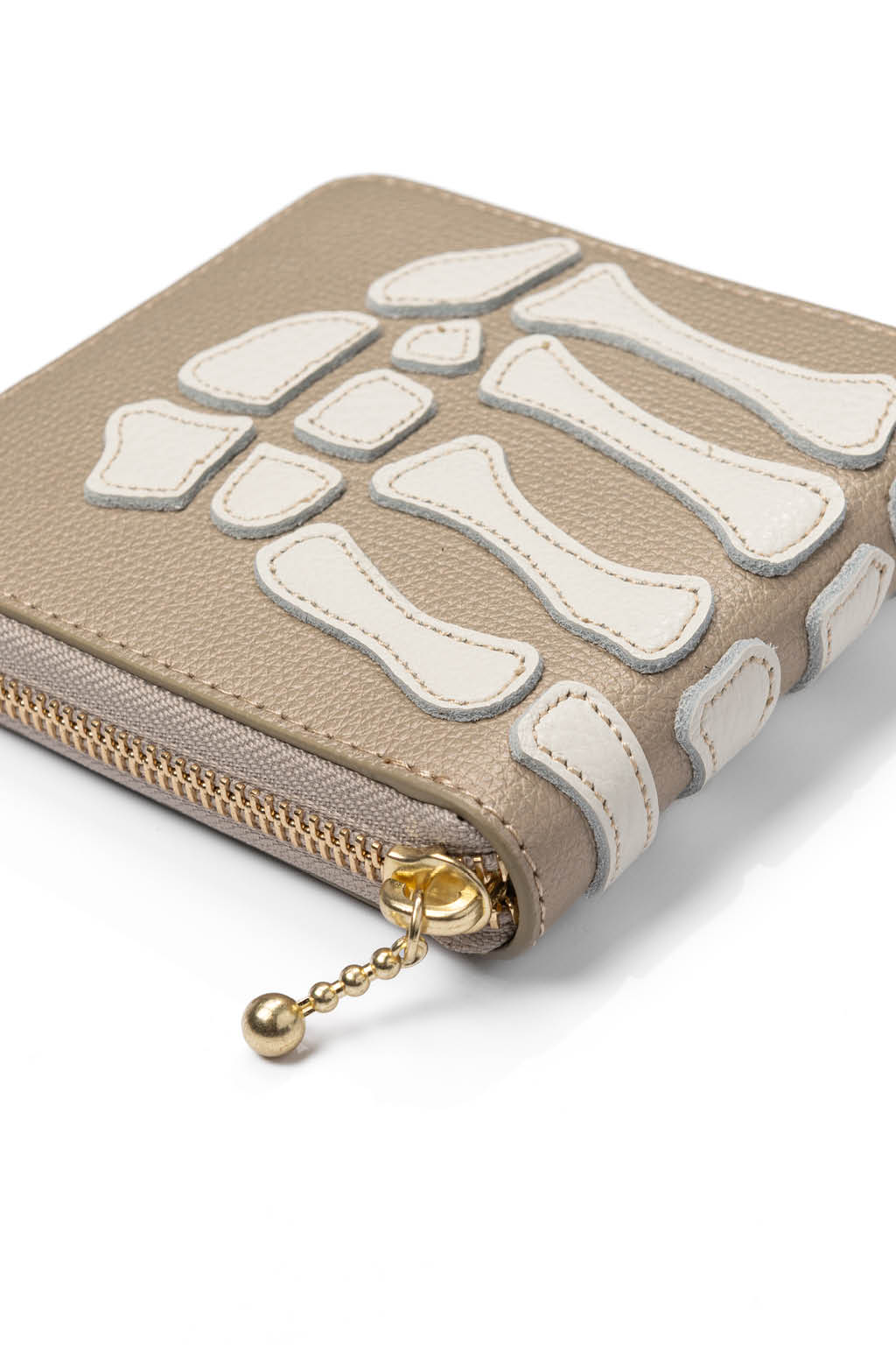 Kapital - Thumb-Up Bone Band Zip Wallet - Taup Gold