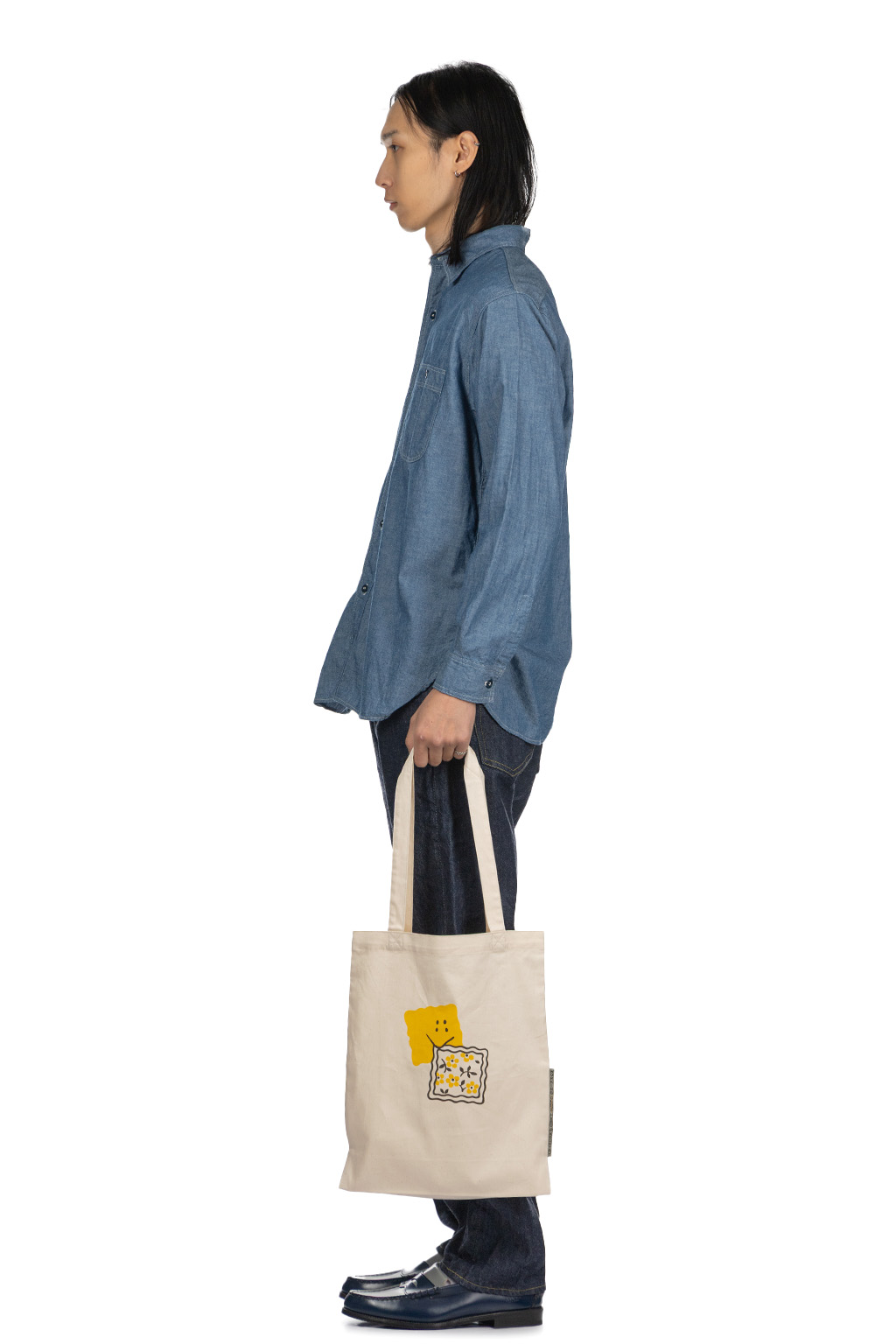 Kapital - Twill Novel Tote Bag - Pechish Rainbow - Ecru