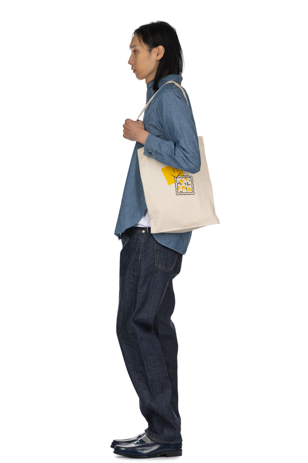 Kapital - Twill Novel Tote Bag - Pechish Rainbow - Ecru