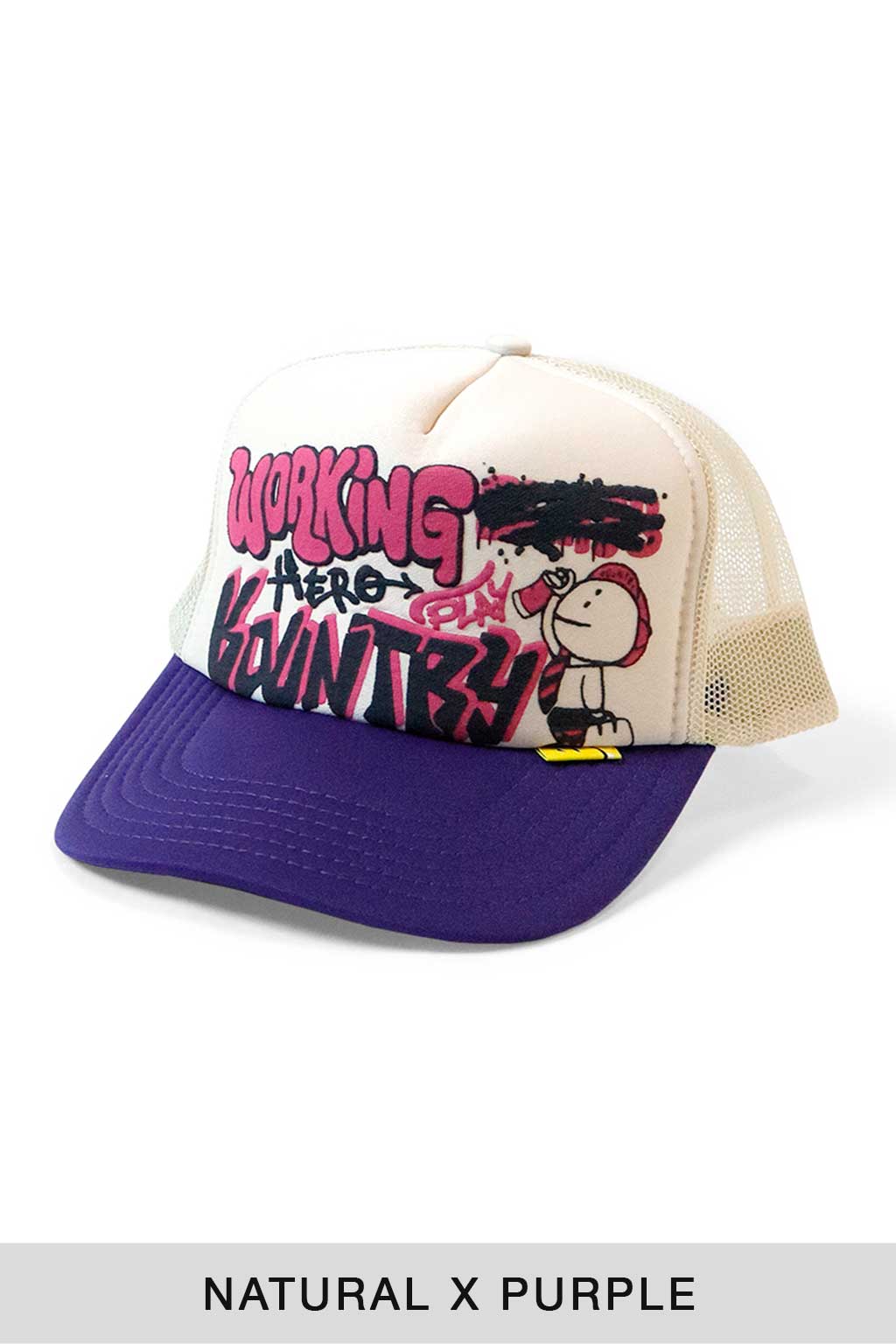Kapital - WORKING HERO Trucker Cap - Natural x Purple