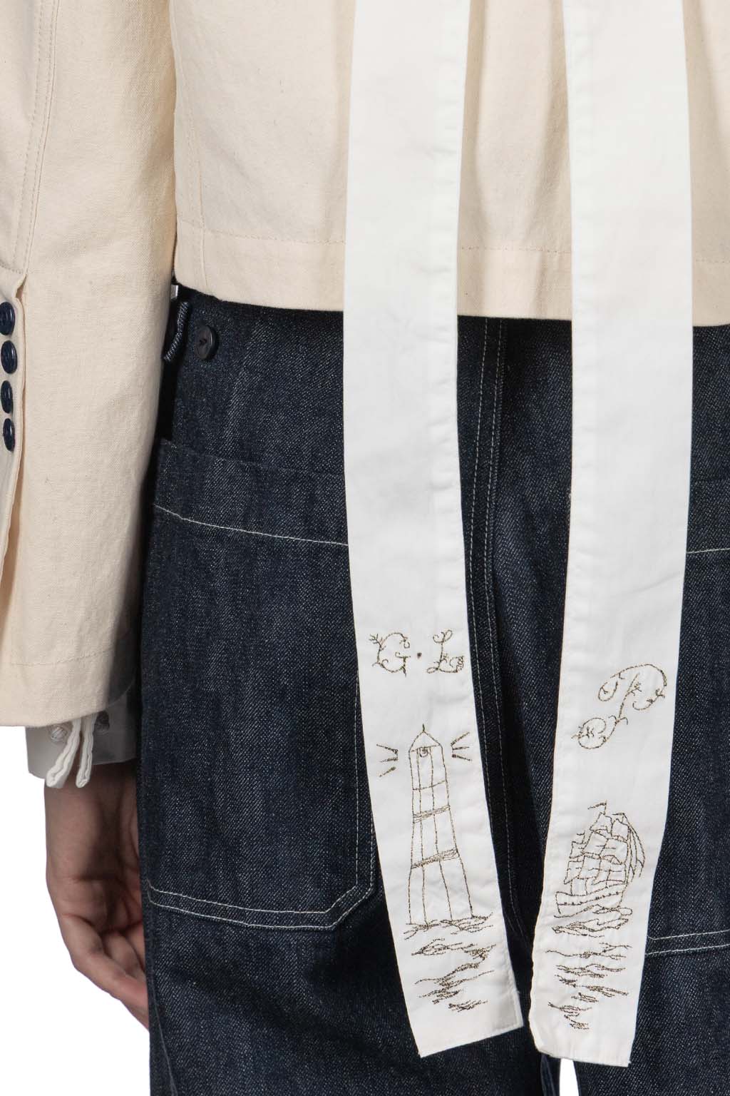 Kapital - Water-Repellent Canvas CUT-OUT BATEAU Blouson - Ecru