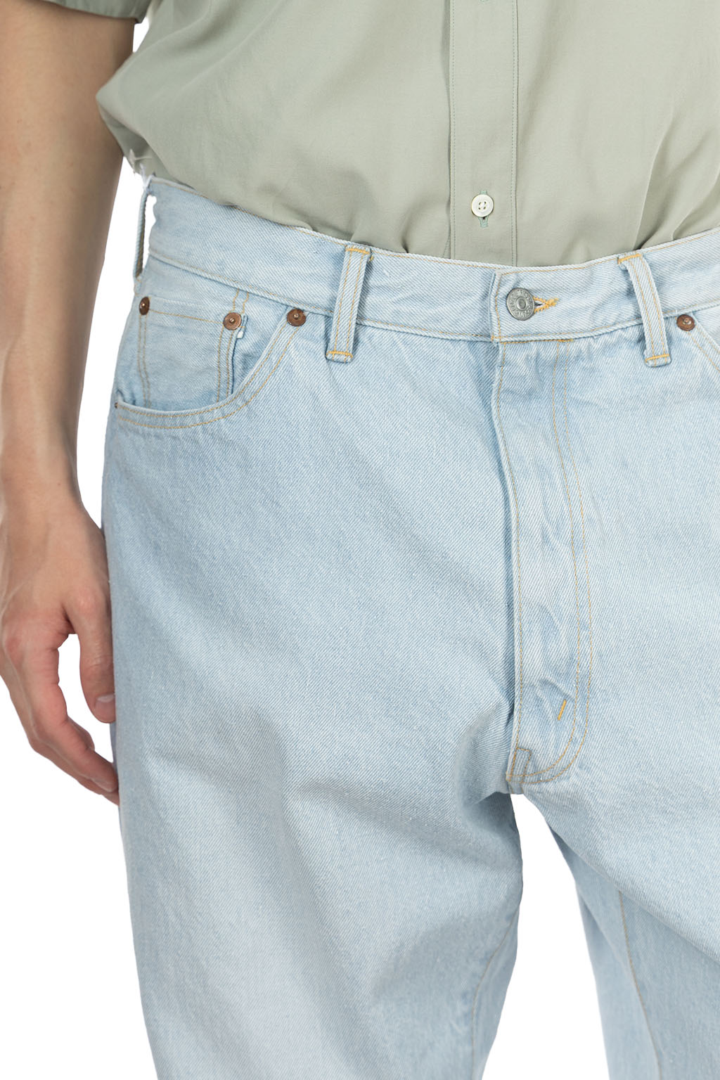 Kaptain Sunshine - 5P Zipper Front Denim Pants - Indigo Ice Wash