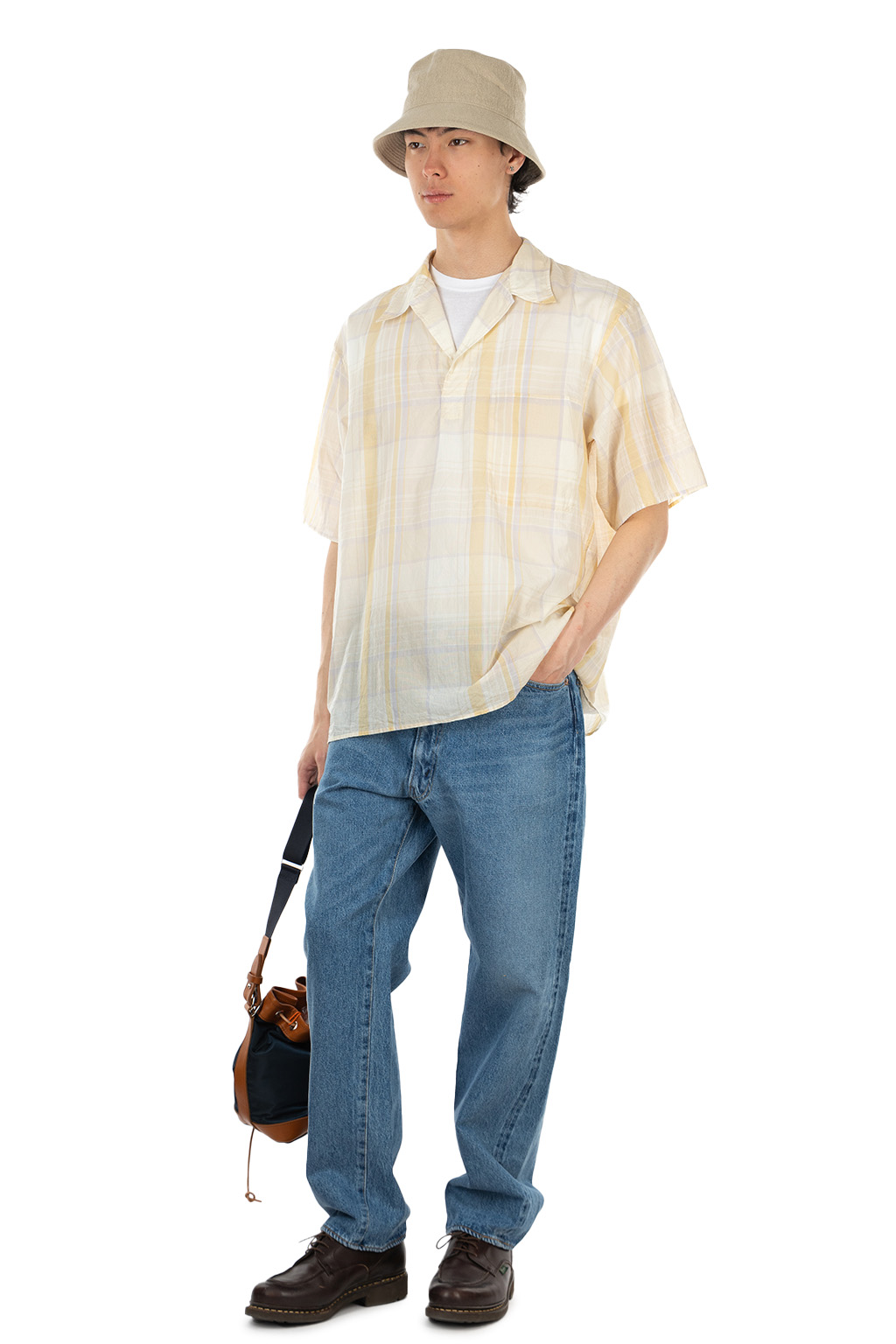 Kaptain Sunshine - Gauze Plaid Pullover SS Shirt - Pastel Plaid