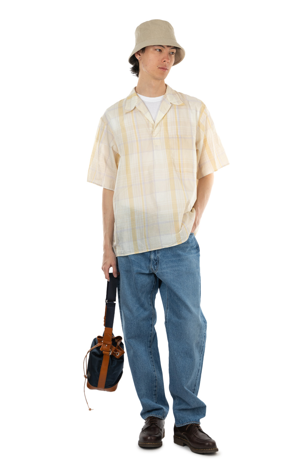 Kaptain Sunshine - Gauze Plaid Pullover SS Shirt - Pastel Plaid