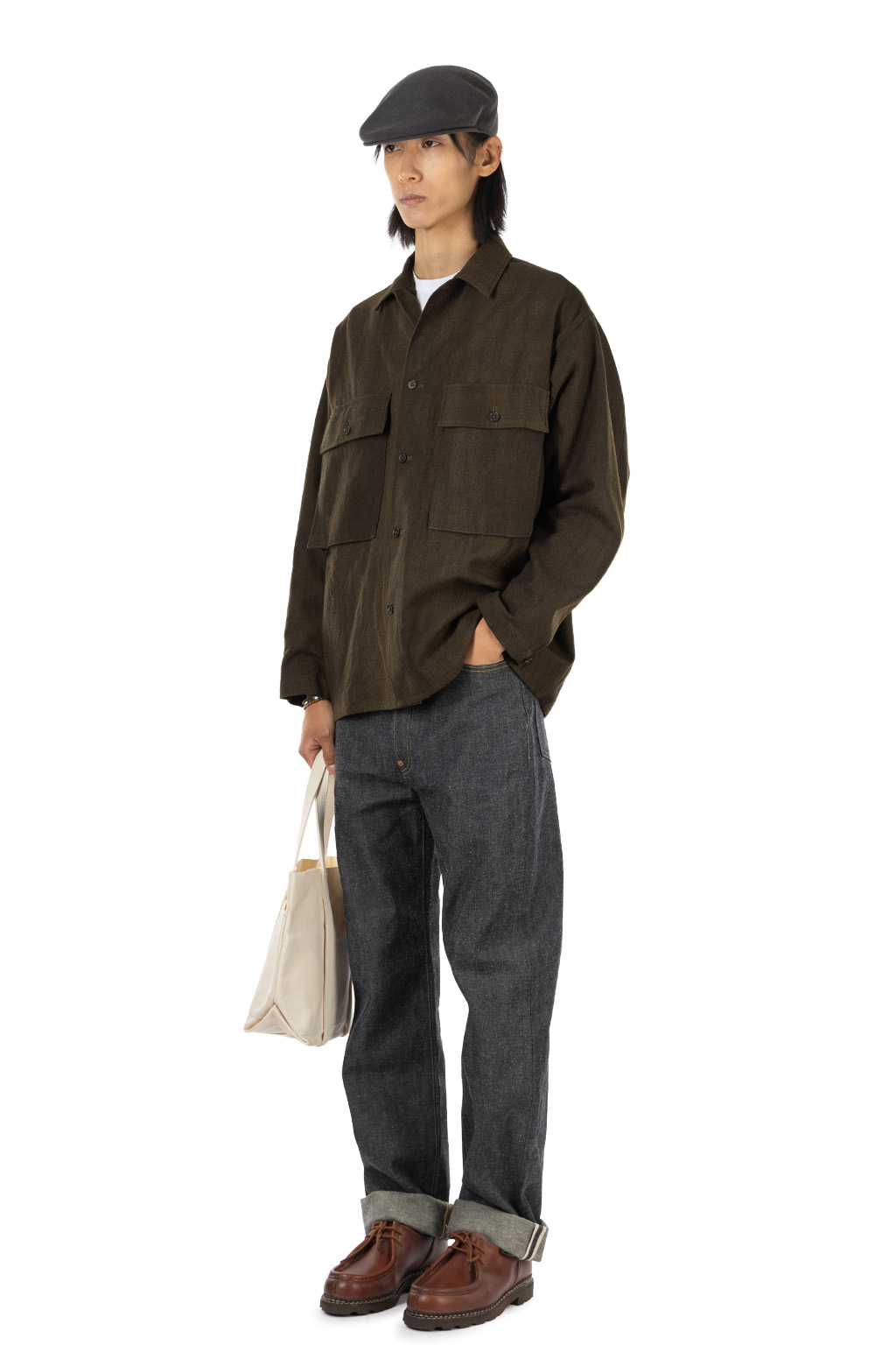 Kaptain Sunshine - Uneven-Dyed Gabardine Field Shirt Jacket - Olive