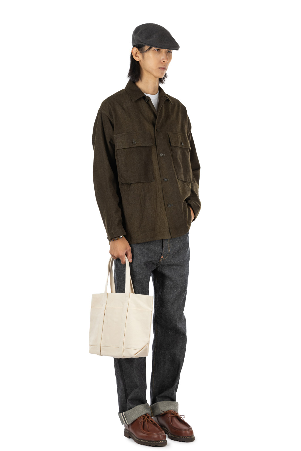 Kaptain Sunshine - Uneven-Dyed Gabardine Field Shirt Jacket - Olive
