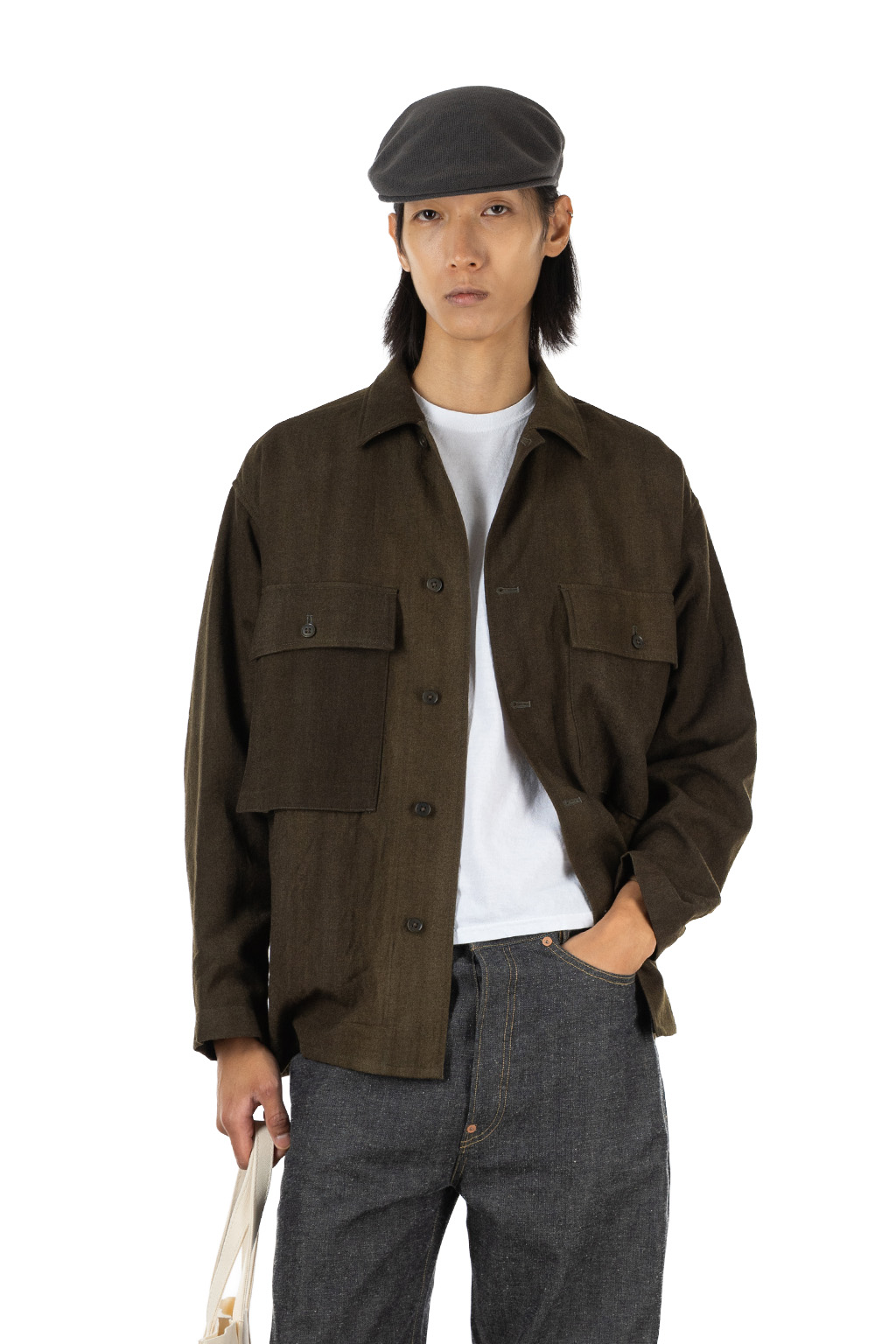 Kaptain Sunshine - Uneven-Dyed Gabardine Field Shirt Jacket - Olive