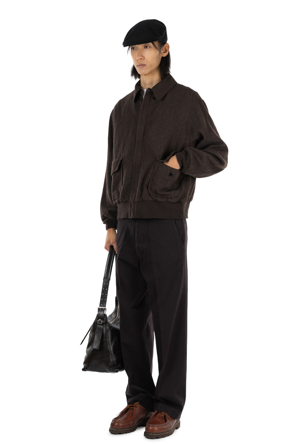 Kaptain Sunshine - Wool Herringbone Flight Jacket - Top Brown