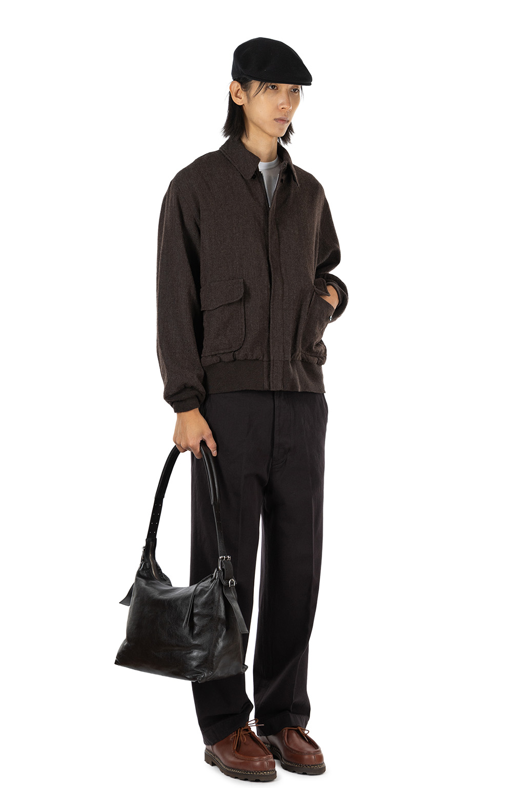 Kaptain Sunshine - Wool Herringbone Flight Jacket - Top Brown