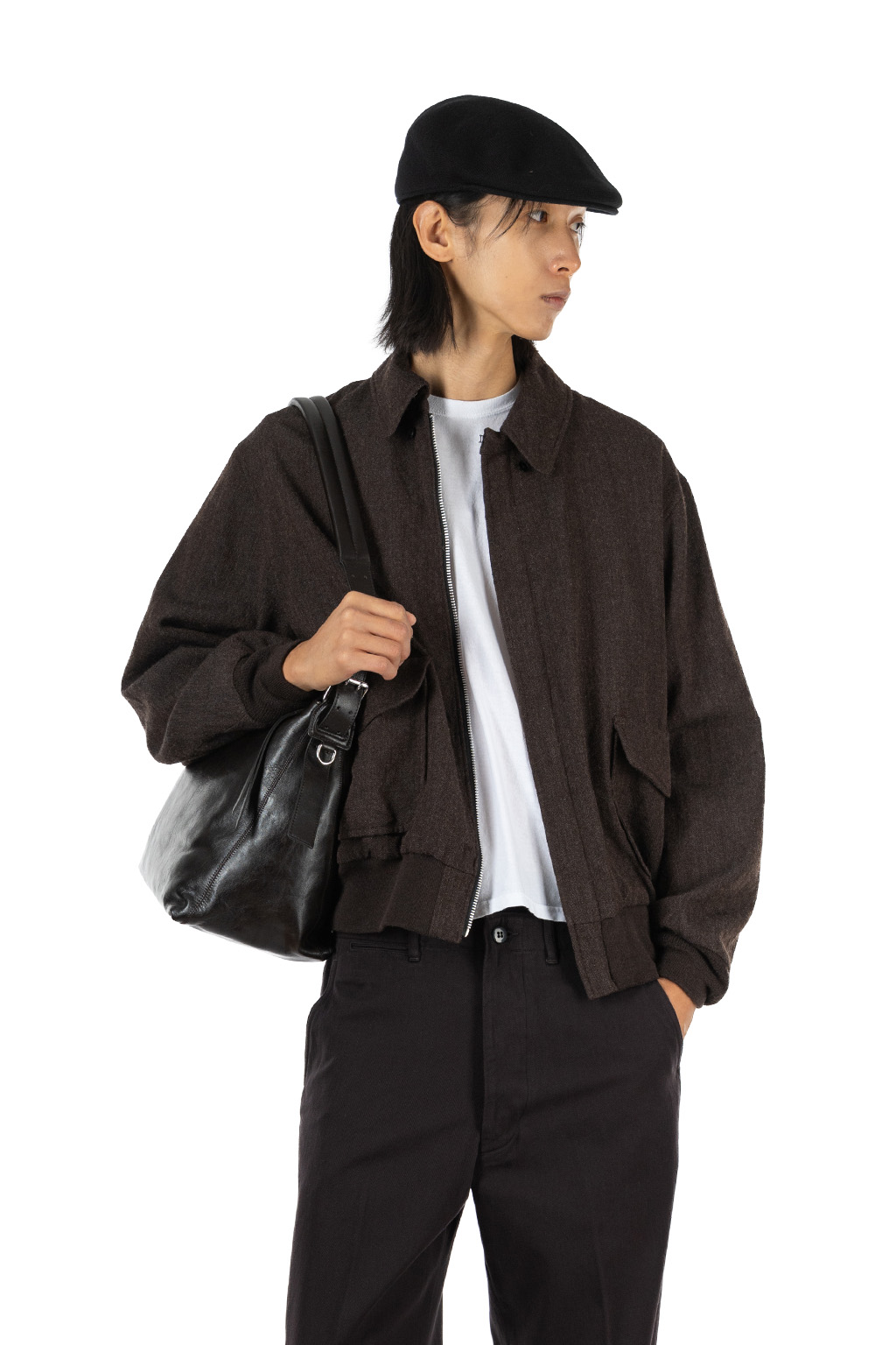 Kaptain Sunshine - Wool Herringbone Flight Jacket - Top Brown