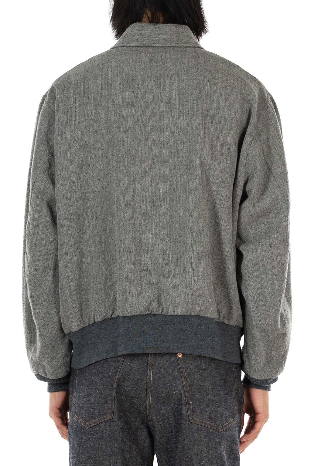 Kaptain Sunshine - Wool Herringbone Flight Jacket - Top Grey