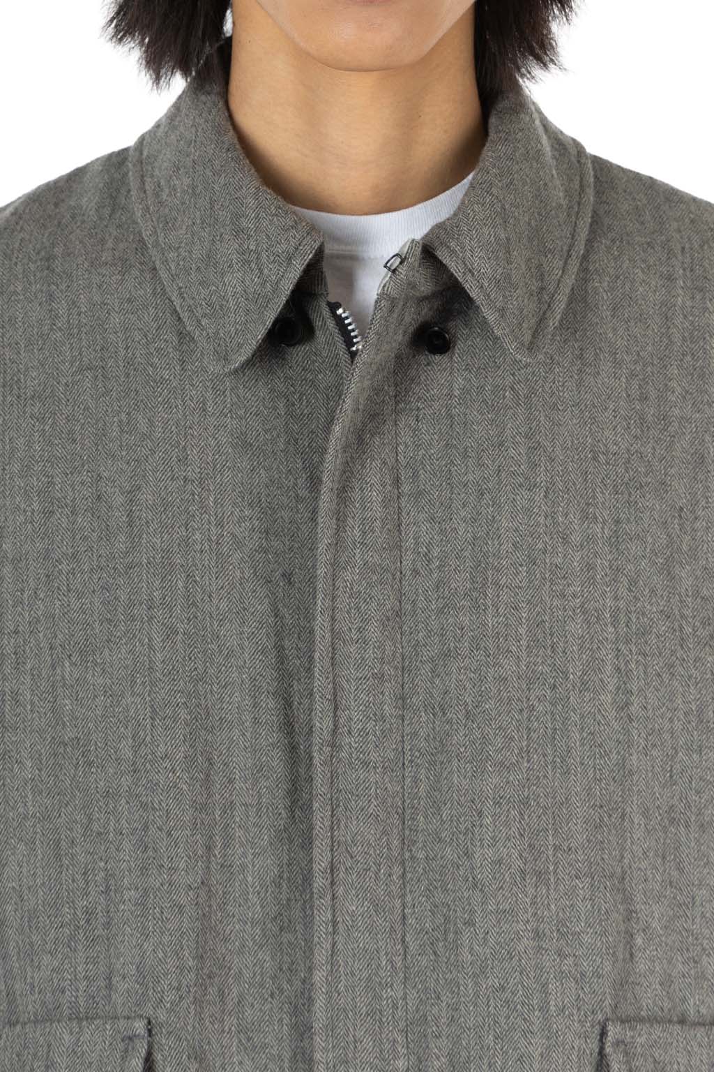 Kaptain Sunshine - Wool Herringbone Flight Jacket - Top Grey