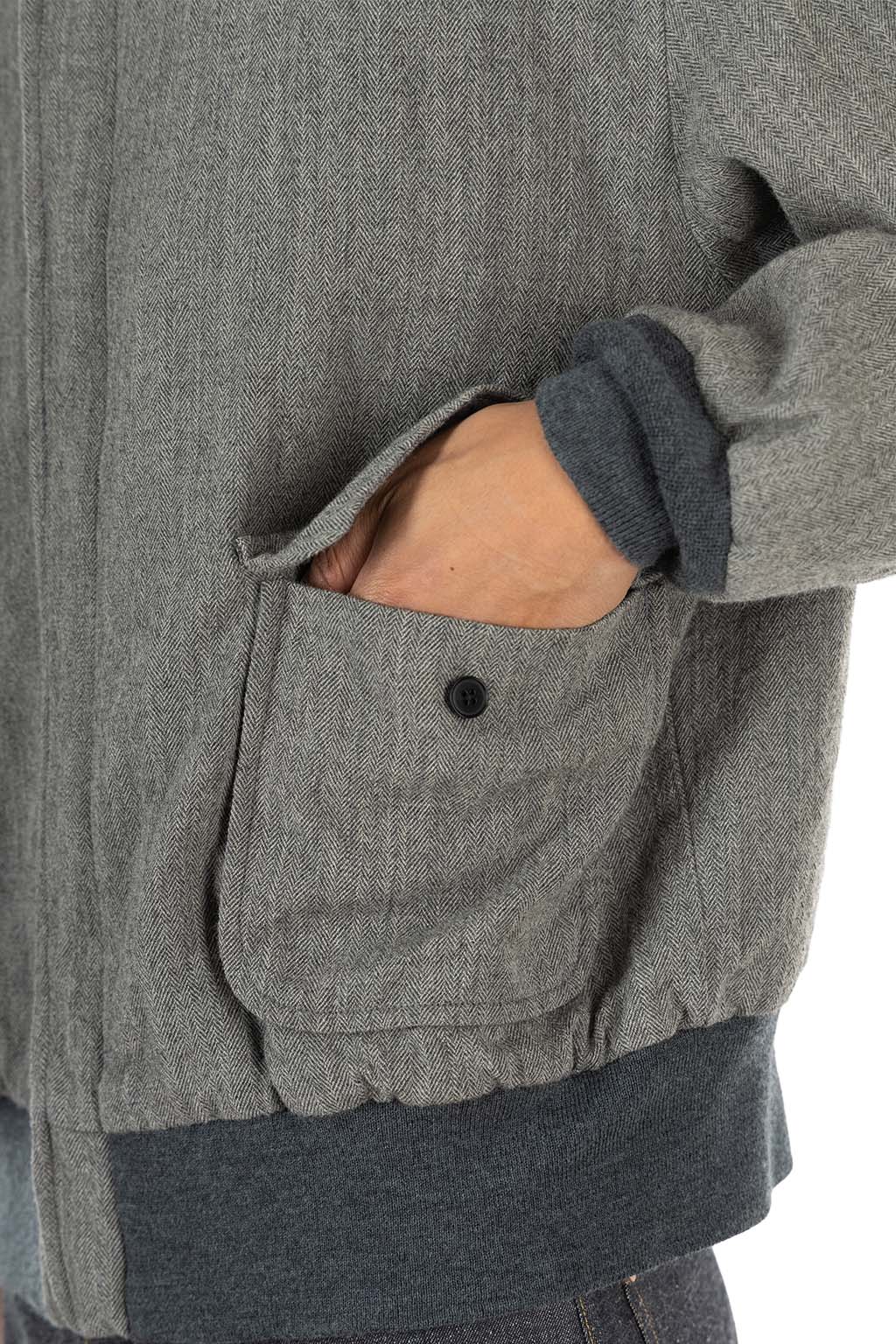 Kaptain Sunshine - Wool Herringbone Flight Jacket - Top Grey