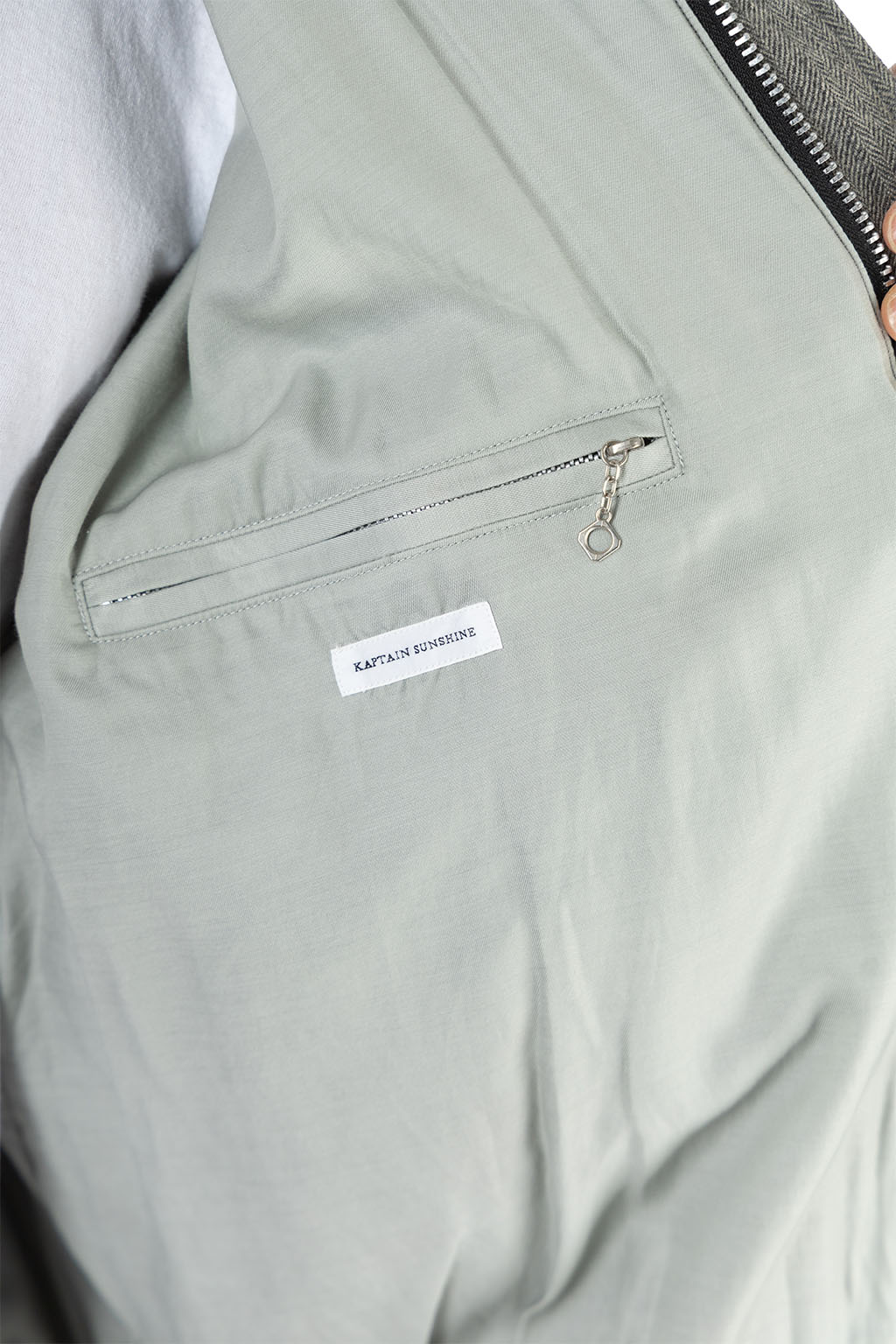 Kaptain Sunshine - Wool Herringbone Flight Jacket - Top Grey
