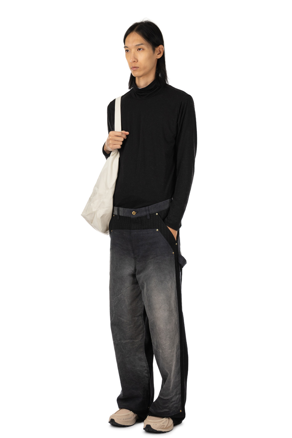 KHOKI - Vintage-Effect Work Pants - Black