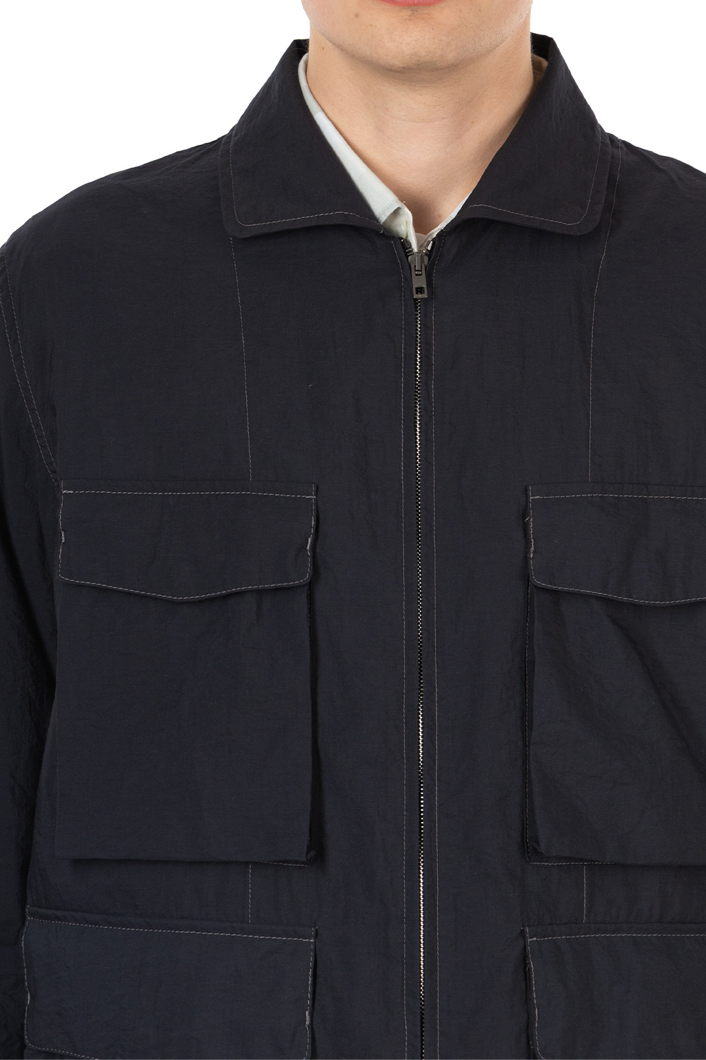 Lemaire - 3D Pocket Jacket - Washed Technical Cotton - Squid Ink