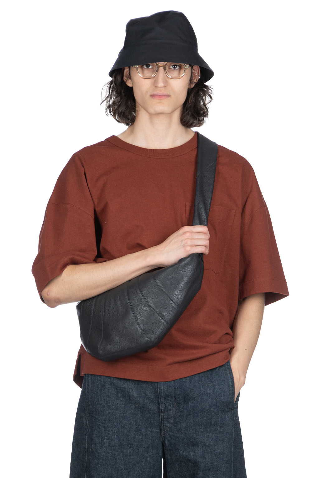 Lemaire | BOXY T-SHIRT - CHERRY MAHOGANY | Men | Blue Button