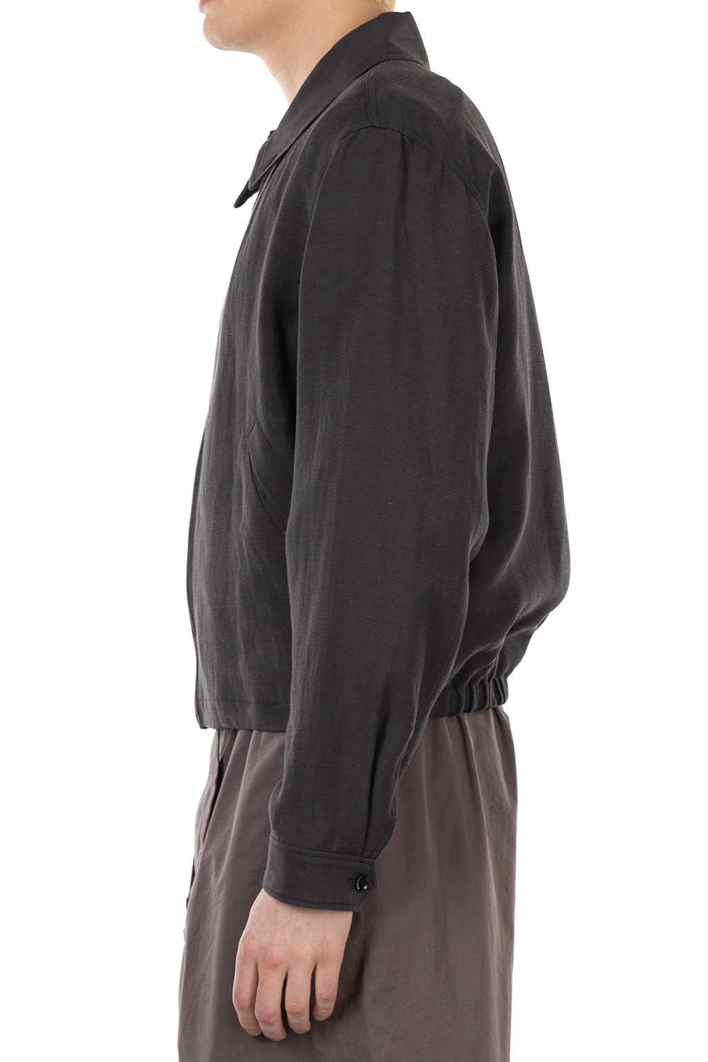 Lemaire - Short Blouson - Viscose Linen Gabardine - Ash Black