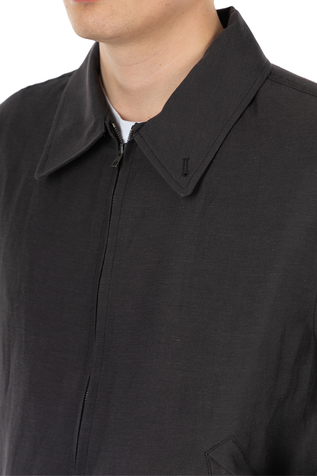 Lemaire - Short Blouson - Viscose Linen Gabardine - Ash Black