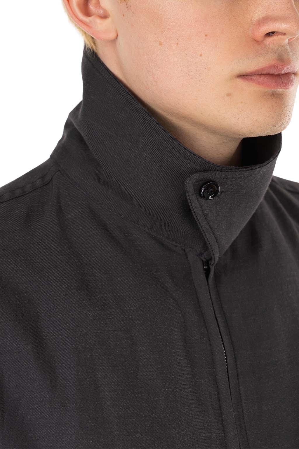 Lemaire - Short Blouson - Viscose Linen Gabardine - Ash Black