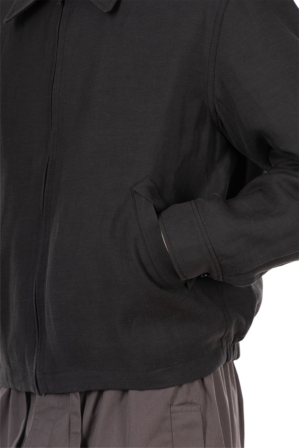 Lemaire - Short Blouson - Viscose Linen Gabardine - Ash Black