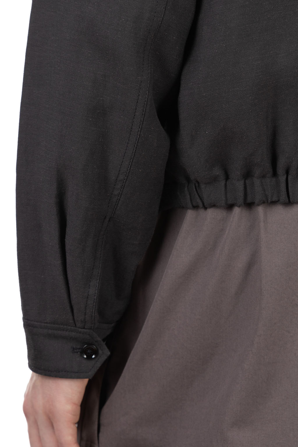 Lemaire - Short Blouson - Viscose Linen Gabardine - Ash Black