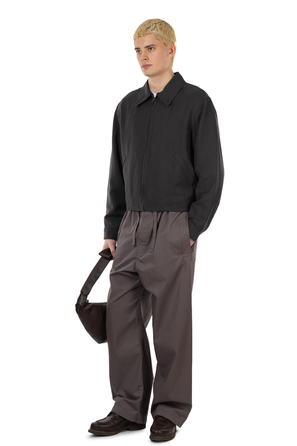 Lemaire - Short Blouson - Viscose Linen Gabardine - Ash Black