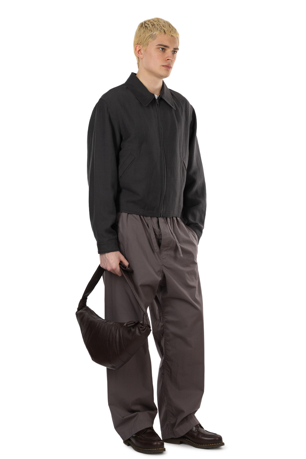 Lemaire - Short Blouson - Viscose Linen Gabardine - Ash Black