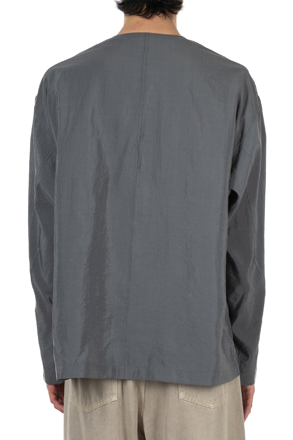 Lemaire - V-Neck Shirt - Dry Silk - Aluminium