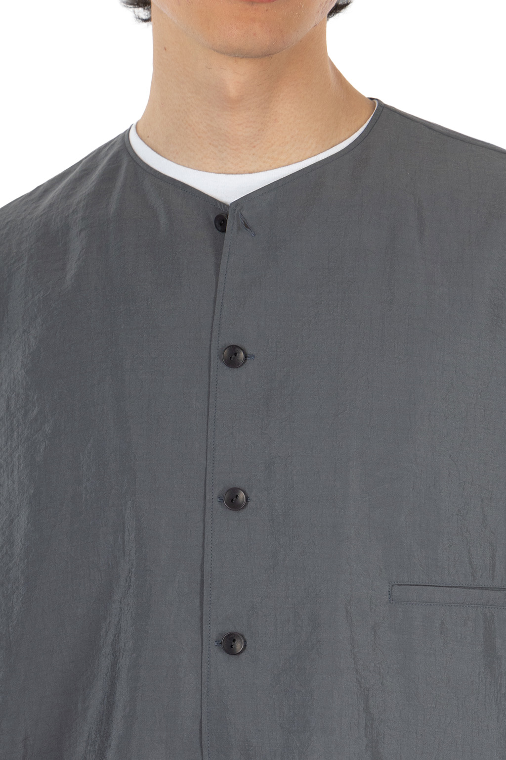 Lemaire - V-Neck Shirt - Dry Silk - Aluminium