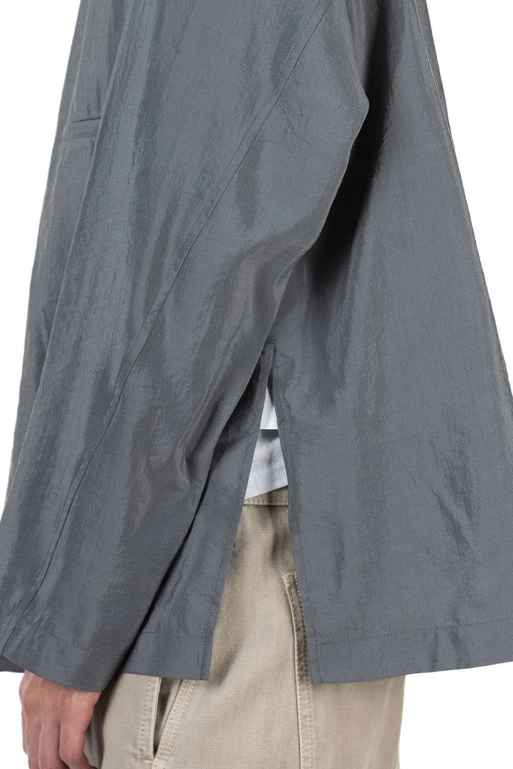 Lemaire - V-Neck Shirt - Dry Silk - Aluminium