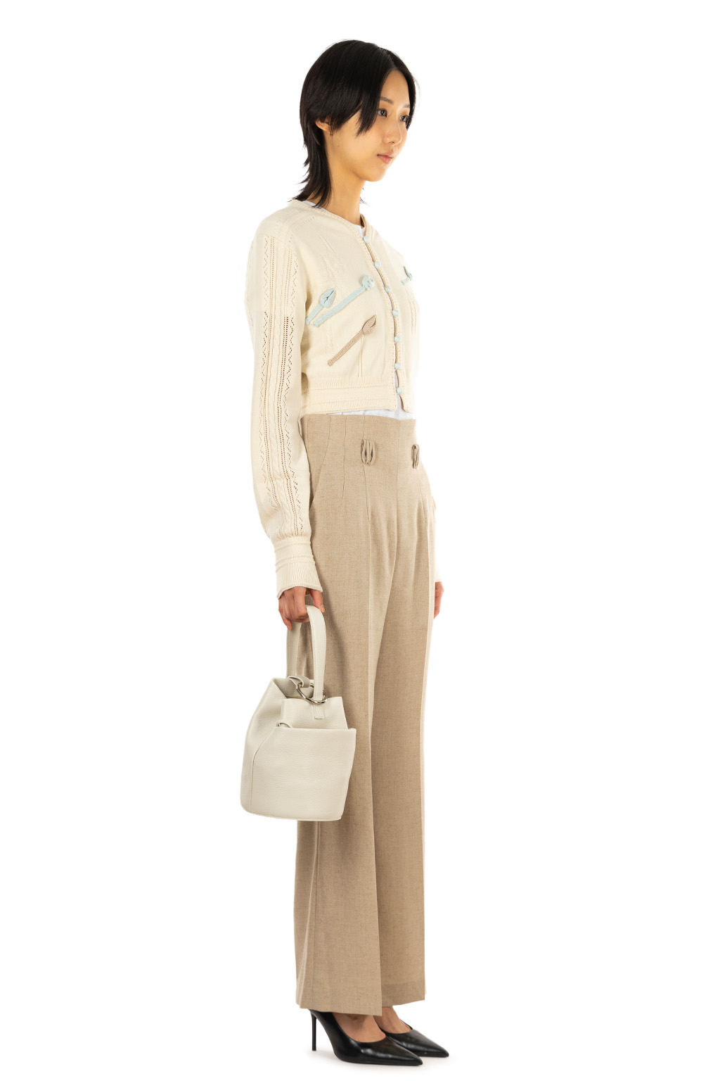 Mame Kurogouchi - 3D Floral Motif Knit Cardigan - Natural