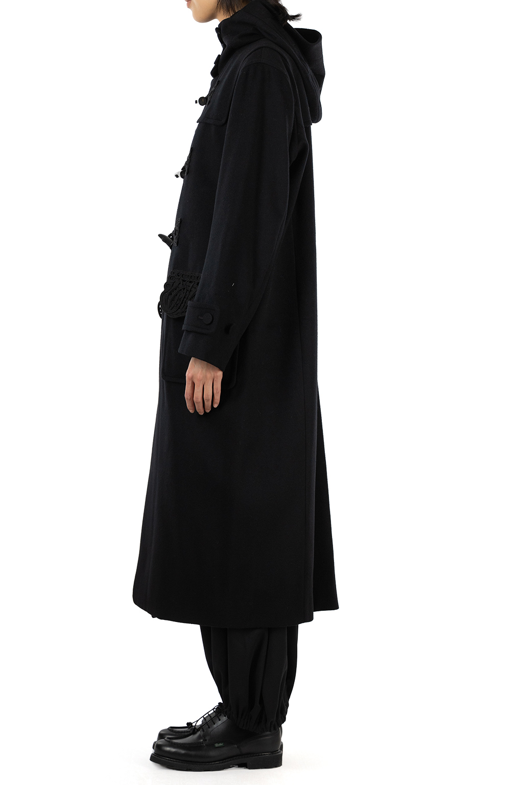 Mame Kurogouchi - Cording Embroidery Duffle Coat - Black