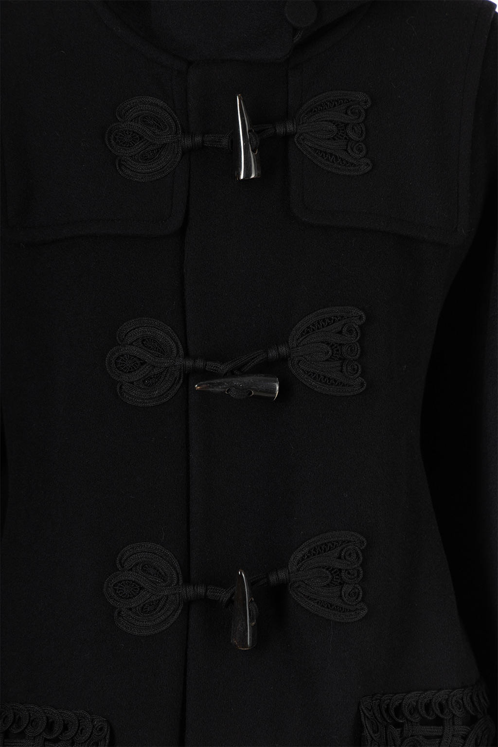 Mame Kurogouchi - Cording Embroidery Duffle Coat - Black
