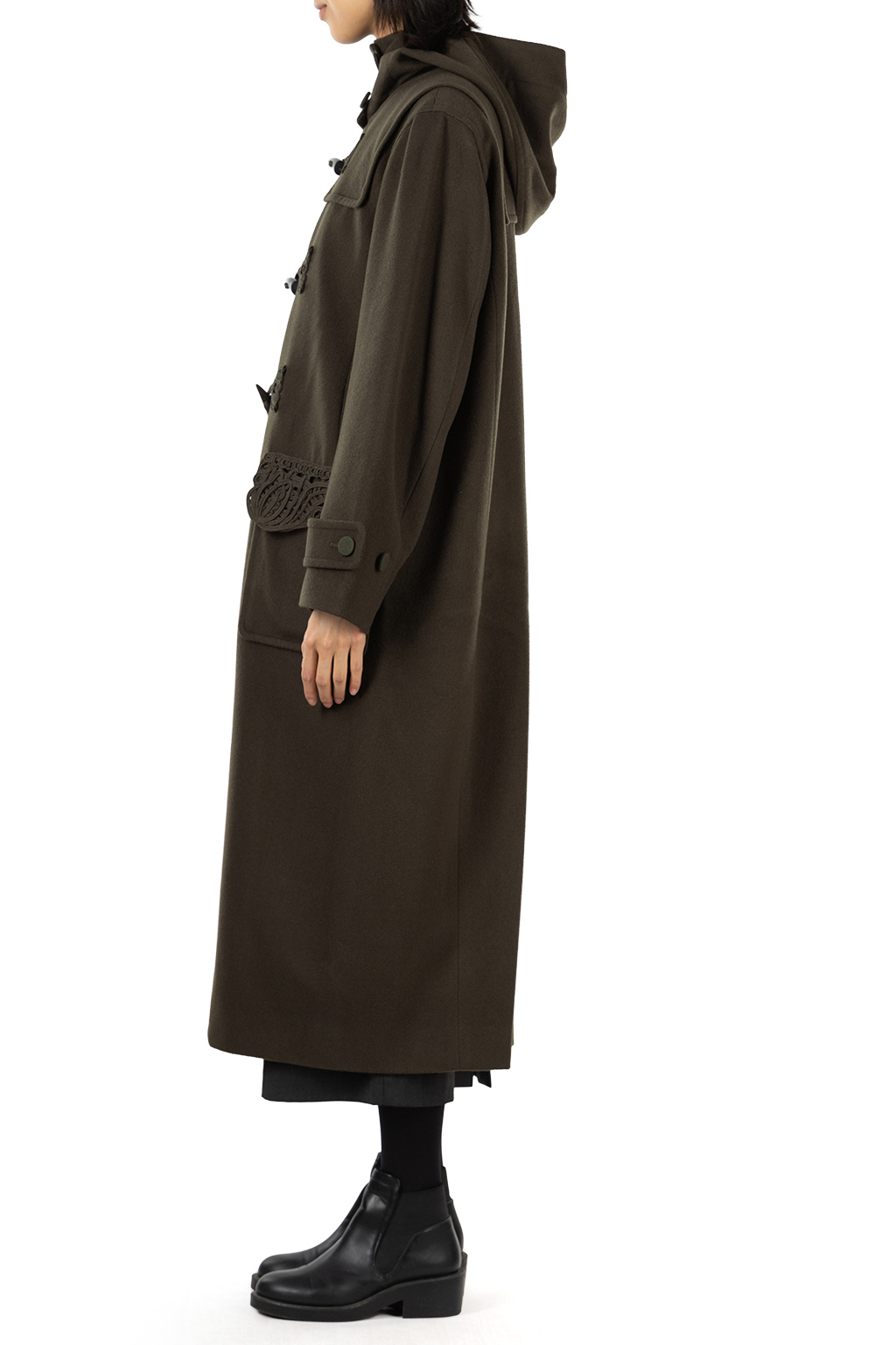 Mame Kurogouchi - Cording Embroidery Duffle Coat - Khaki