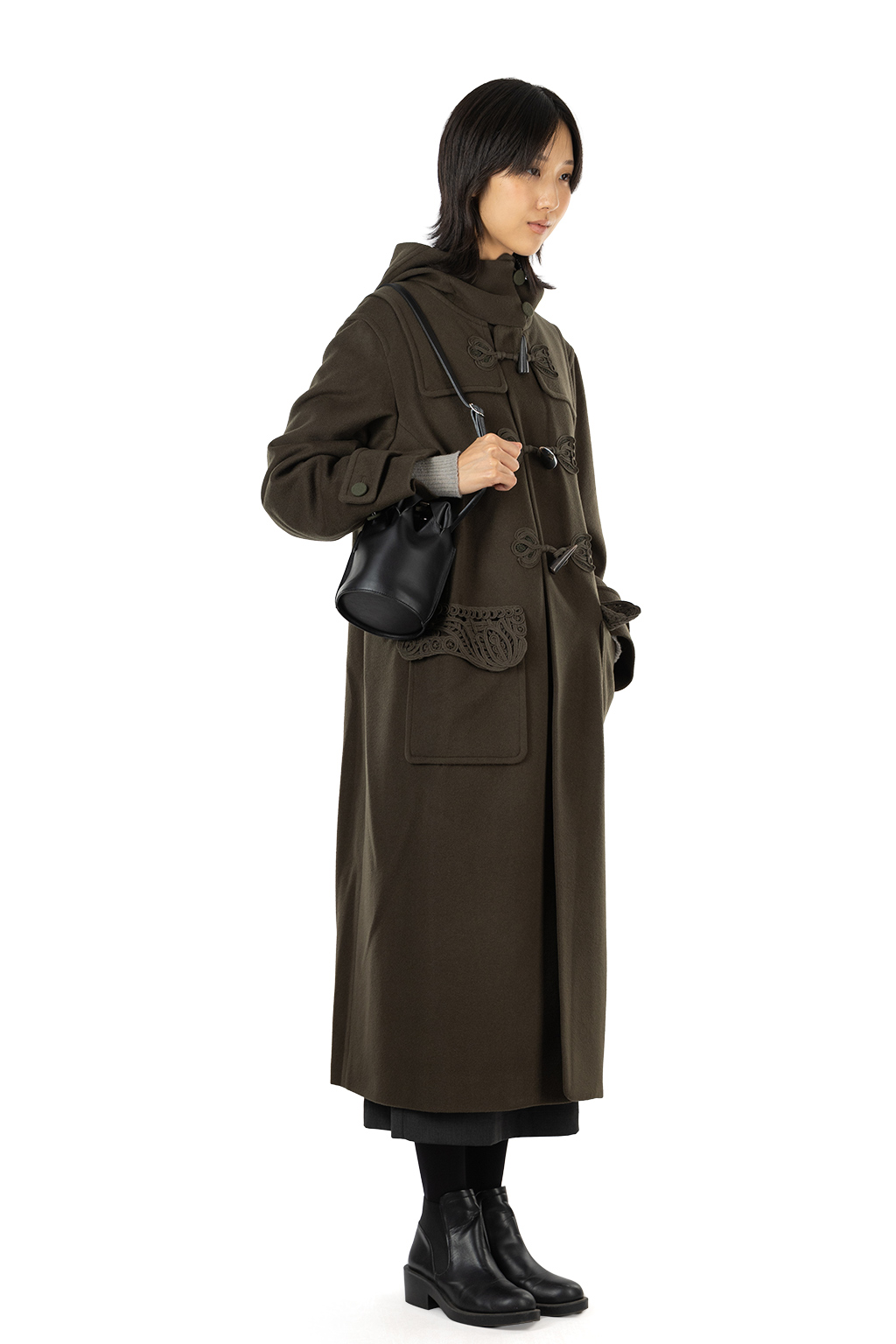 Mame Kurogouchi - Cording Embroidery Duffle Coat - Khaki