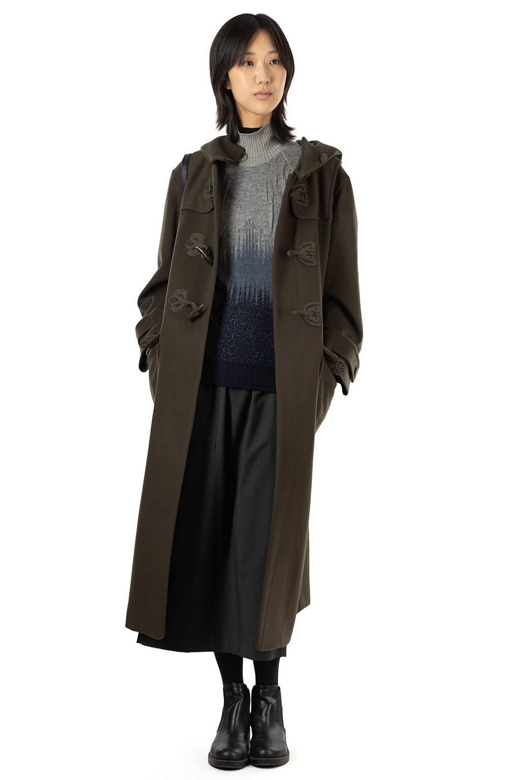 Mame Kurogouchi - Cording Embroidery Duffle Coat - Khaki