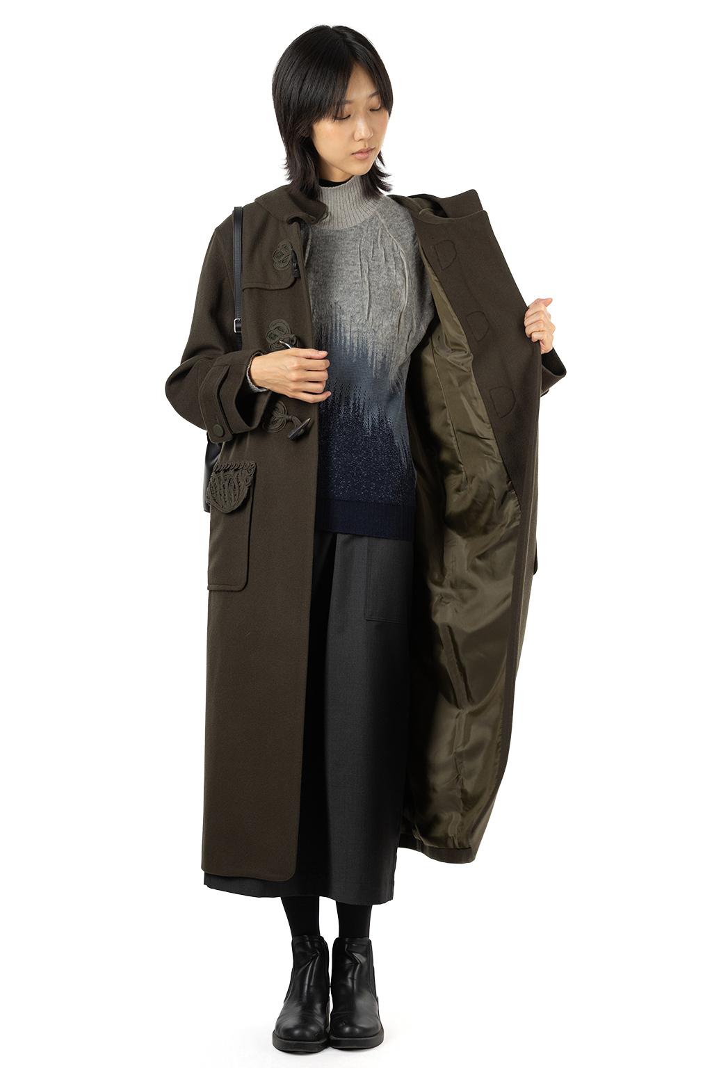 Mame Kurogouchi - Cording Embroidery Duffle Coat - Khaki