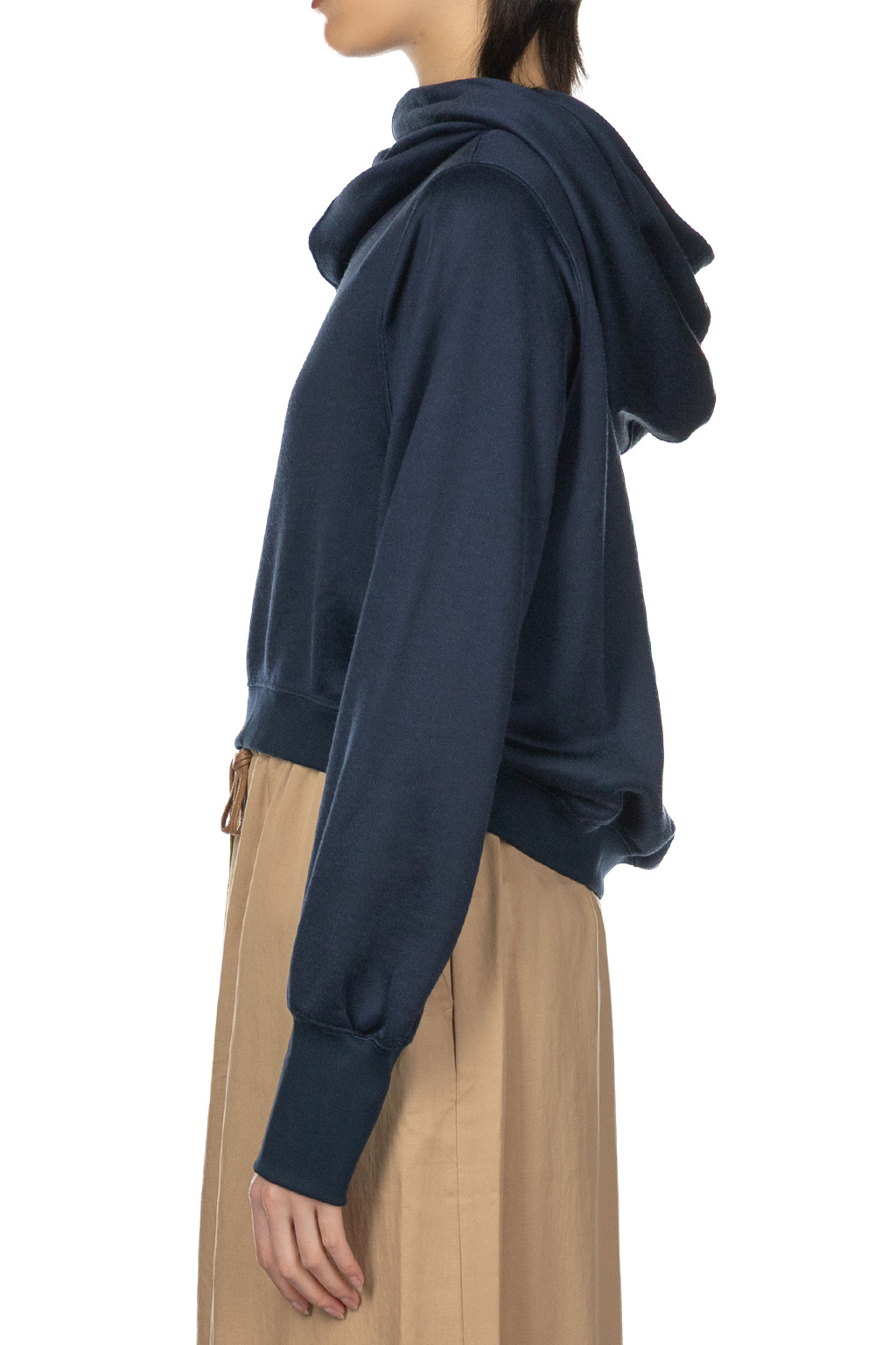 Mame Kurogouchi - Cropped Relaxed Sweat Hoodie - Navy