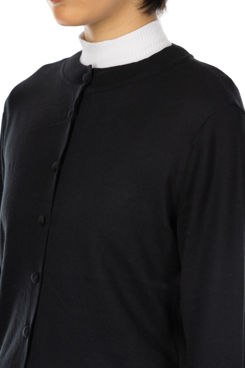 Mame Kurogouchi - Detachable Embroidery Cuff Knitted Cardigan - Black