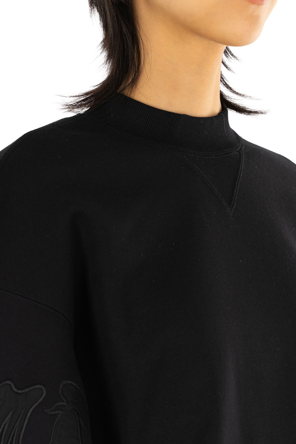 Mame Kurogouchi - Floral Embroidery Oversized Sweat Top - Black