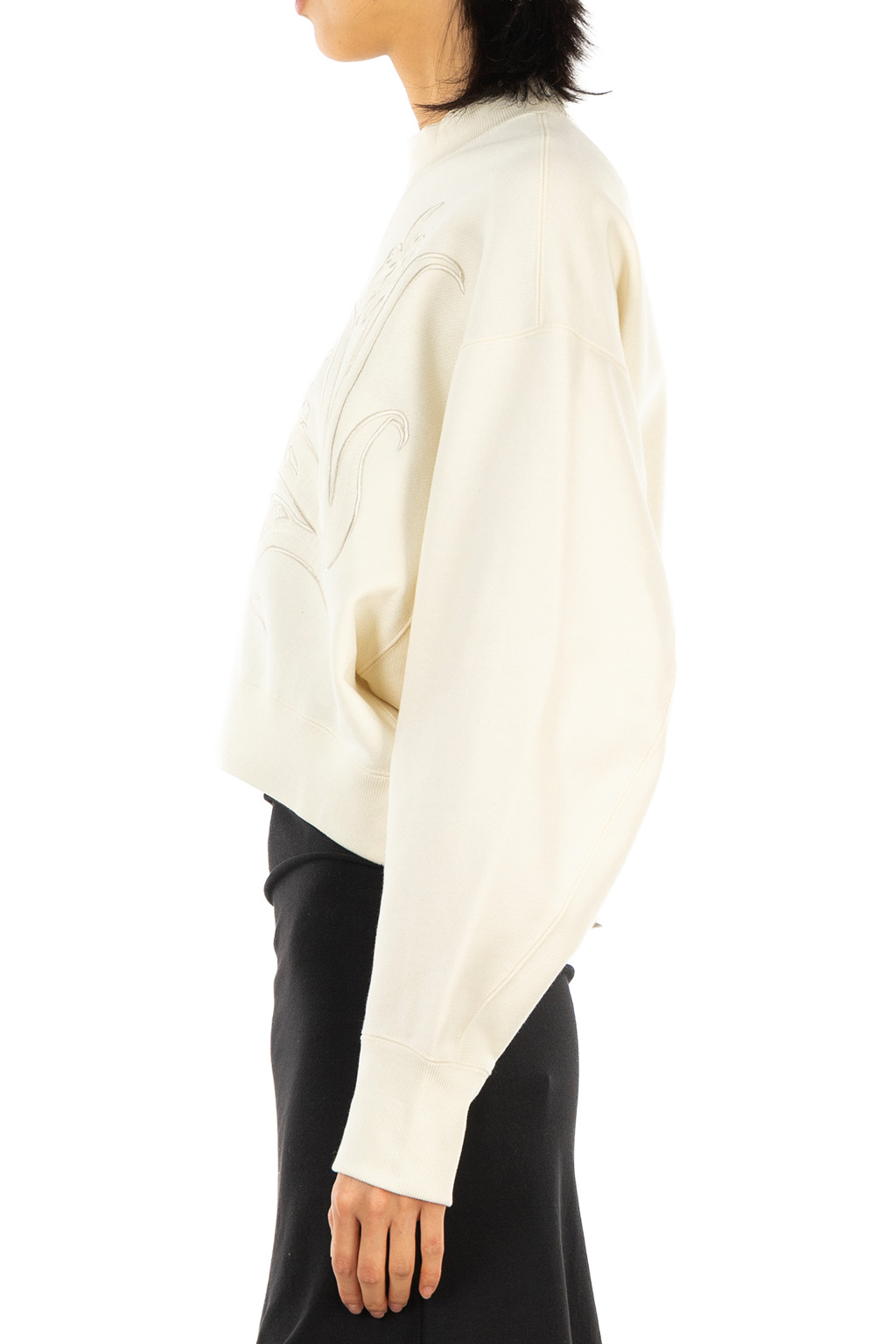 Mame Kurogouchi - Floral Embroidery Short Sweat Top - Ecru