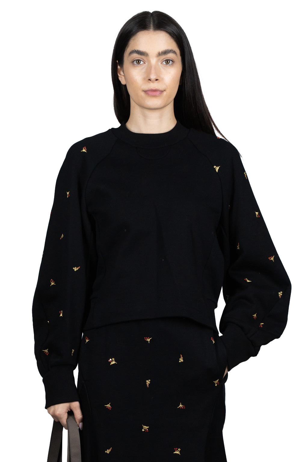 Mame Kurogouchi Floral Motif Embroidered Sweatshirt - Black