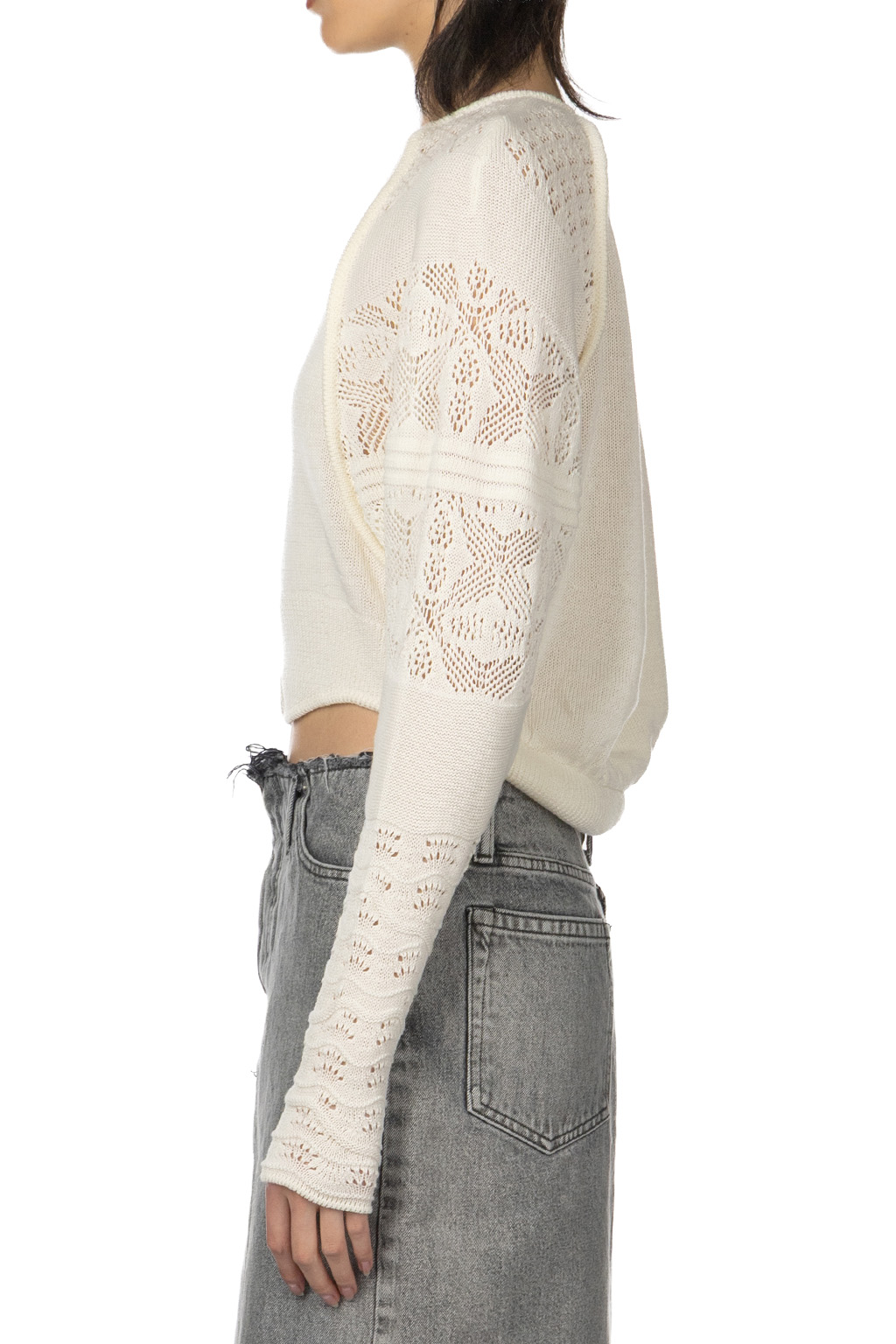 Mame Kurogouchi - Lace Knitted Top - White