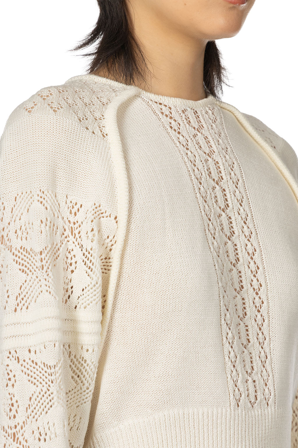 Mame Kurogouchi - Lace Knitted Top - White
