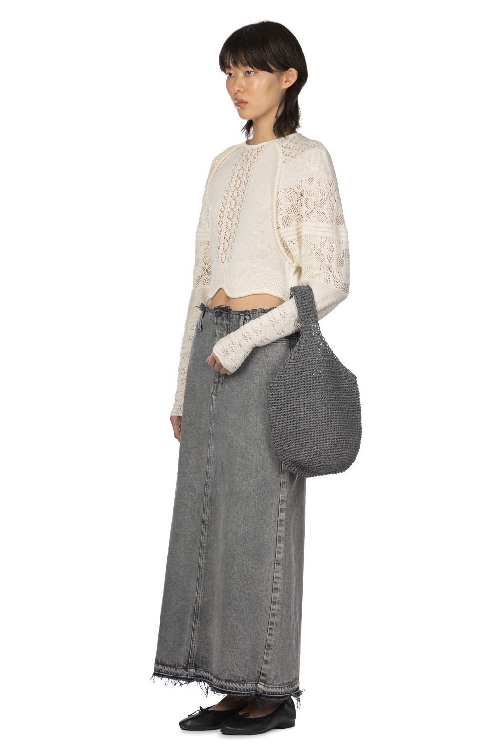 Mame Kurogouchi - Lace Knitted Top - White