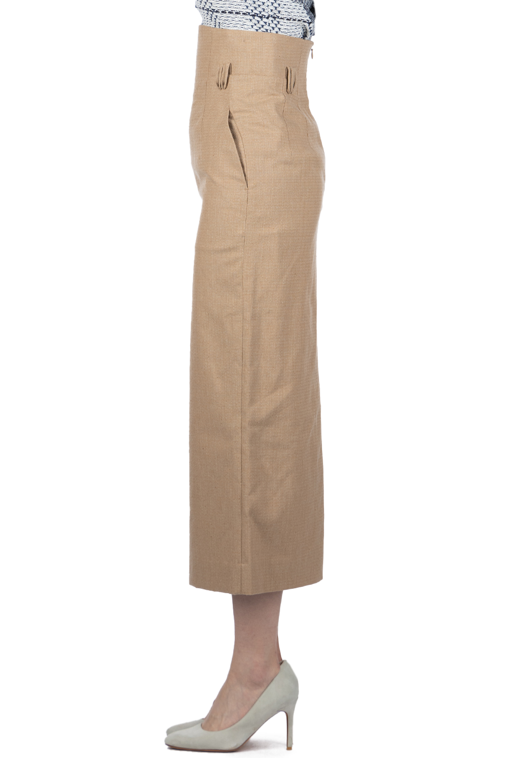 Mame Kurogouchi - Naturally Coloured Cotton Dobby High Waist Skirt - Beige