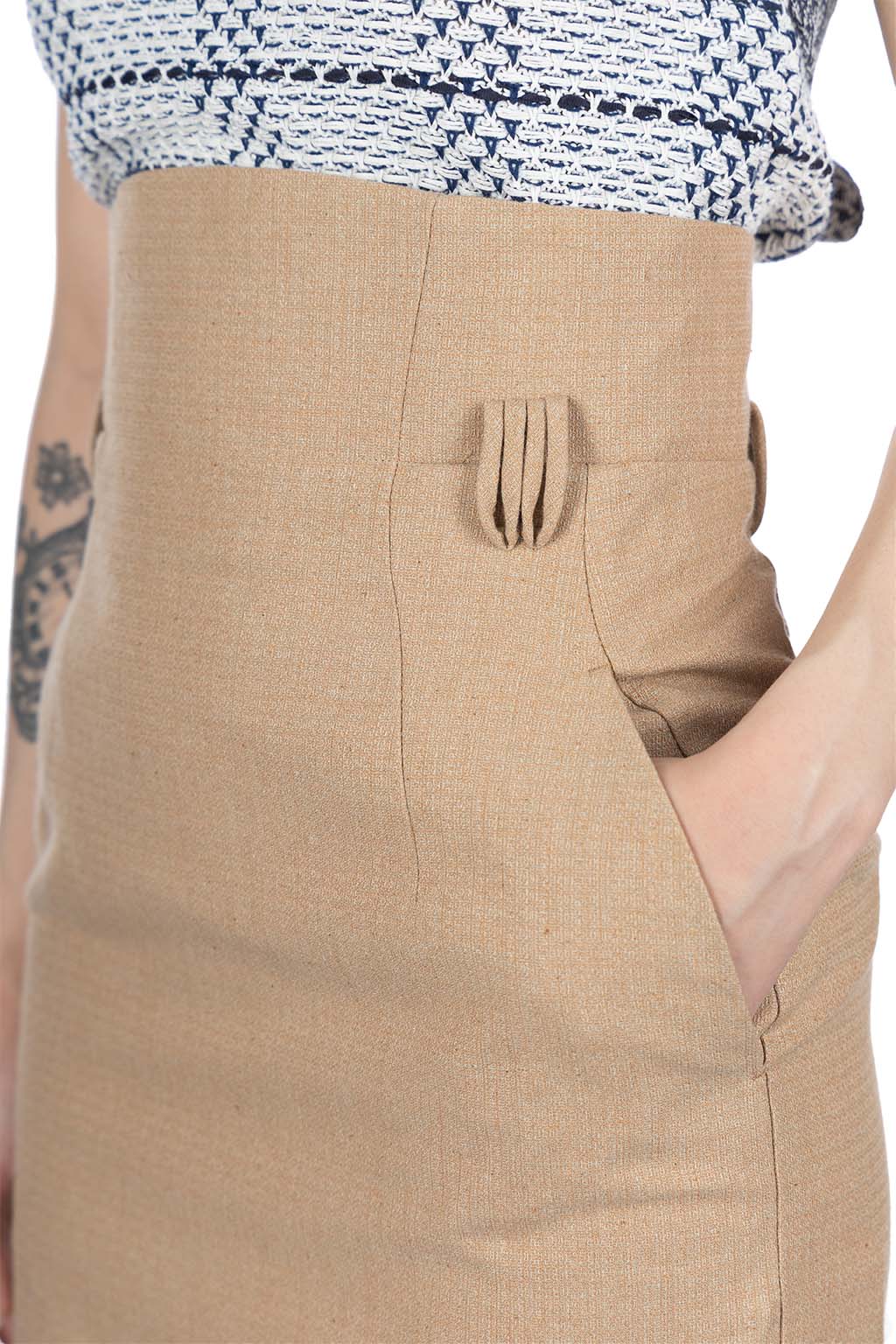 Mame Kurogouchi | Naturally Coloured Cotton Dobby High Waist Skirt